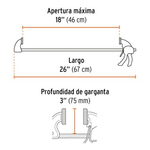 102629 - Prensa con ajuste rápido 18", uso rudo, Truper Expert