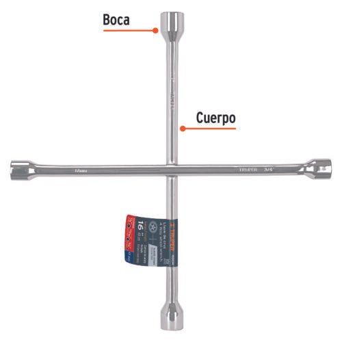102634 - Llave de cruz 16" pulida y cromada, TRUPER
