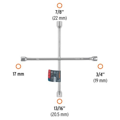 102634 - Llave de cruz 16" pulida y cromada, TRUPER