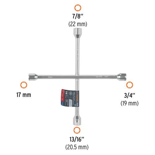 102635 - Llave de cruz 14" pulida y cromada, TRUPER