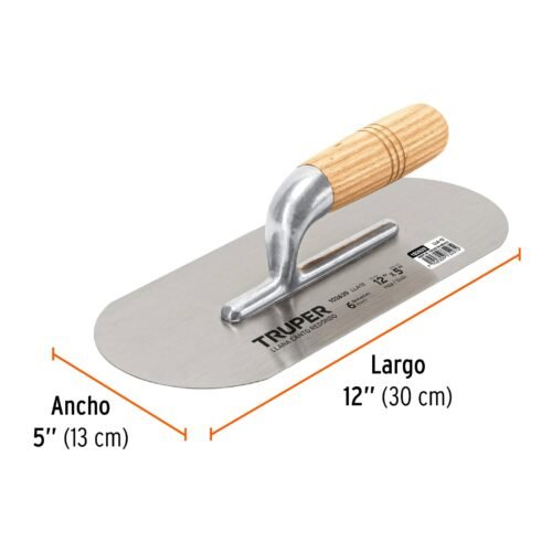 102639 - Llana canto redondo 12" x 5" con mango de madera, Truper