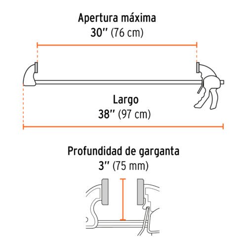 102640 - Prensa con ajuste rápido 30", uso rudo, Truper Expert