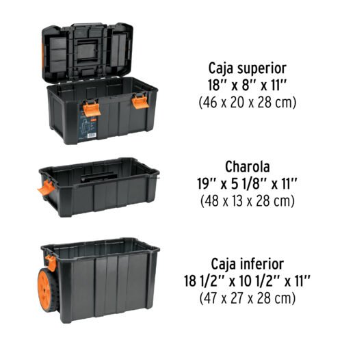 102644.3 102644 - Caja para herramienta, 19"x25" c/ruedas, 3 en 1 desmontable