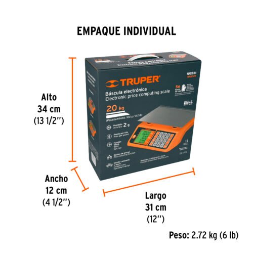 102651 - Báscula electrónica multifunciones 20 kg, Truper