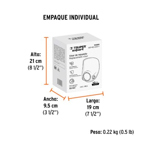 102661 - Visor de repuesto para respirador RES-600, Truper