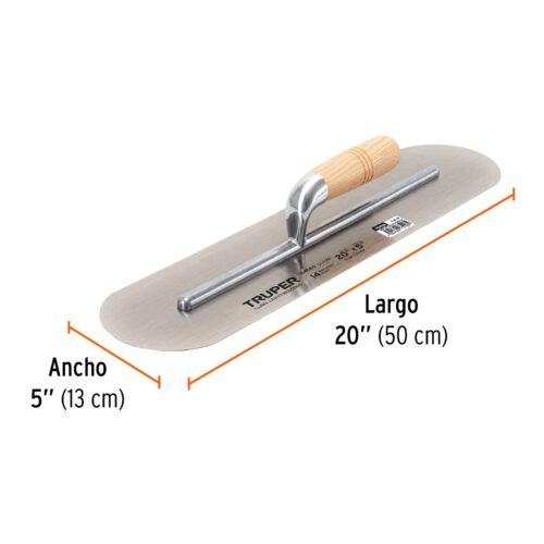 102680 - Llana canto redondo 20" x 5" con mango de madera, Truper