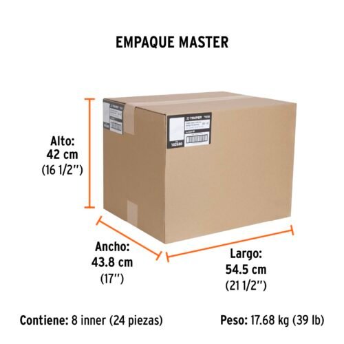 102680 - Llana canto redondo 20" x 5" con mango de madera, Truper