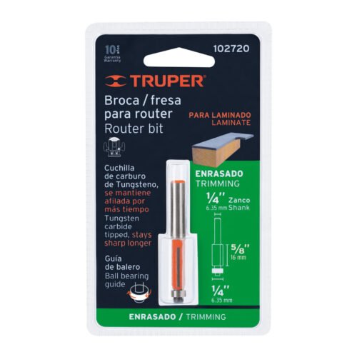 102720.3 102720 - Broca para router, corte recto, 1/4" con balero, Truper