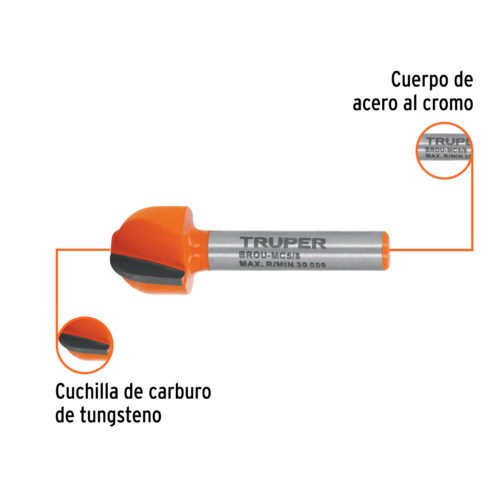 102722 - Broca para router, media caña, 5/8", Truper