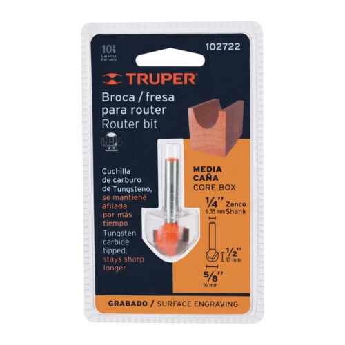 102722 - Broca para router, media caña, 5/8", Truper