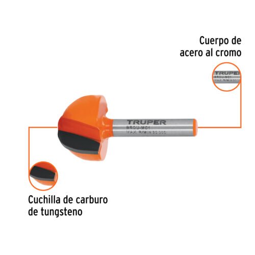 102723 - Broca para router, media caña, 1", Truper