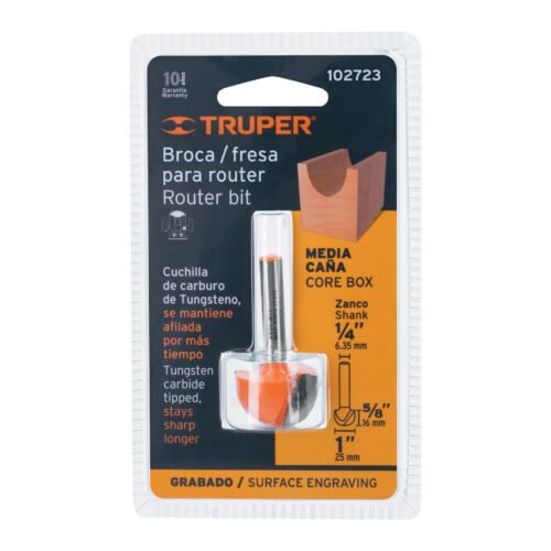 102723 - Broca para router, media caña, 1", Truper