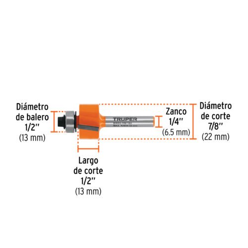 102724.2 102724 - Broca para router, rebajado, 7/8" con balero, Truper