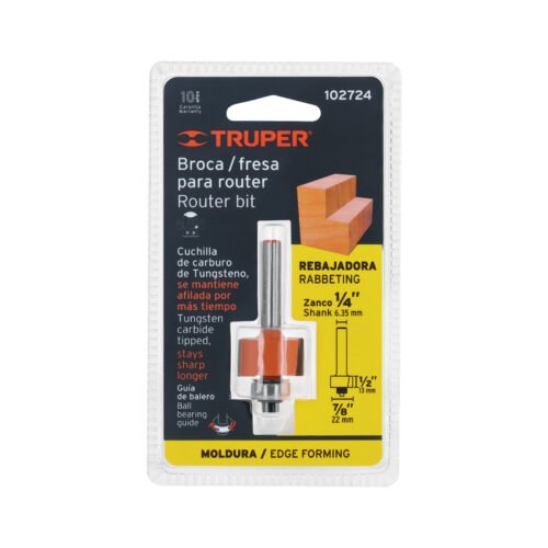 102724.5 102724 - Broca para router, rebajado, 7/8" con balero, Truper