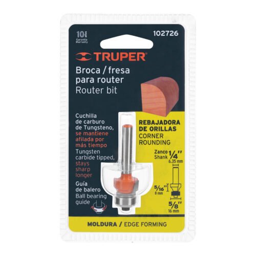102726 - Broca para router, redondeado, 5/8" con balero, Truper