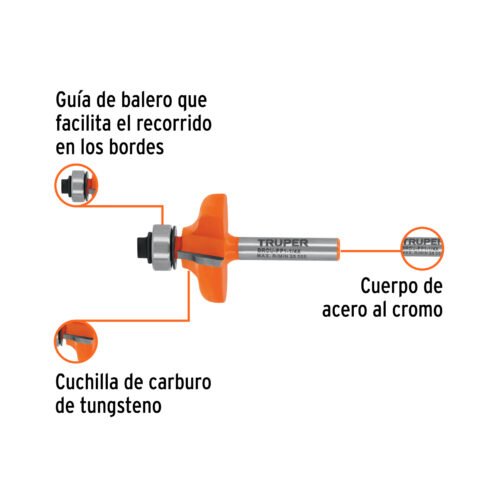 102727 - Broca para router, pecho paloma, 1-1/4" con balero, Truper