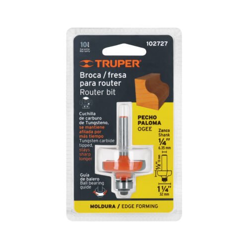 102727 - Broca para router, pecho paloma, 1-1/4" con balero, Truper