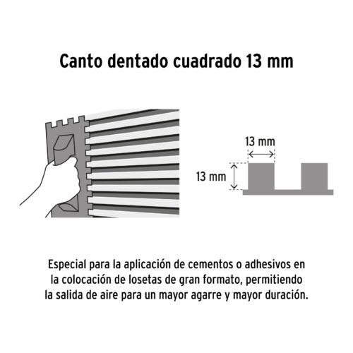 102750.3 102750 - Llana 11" dentado cuadrado 1/2", tipo español, mgo madera