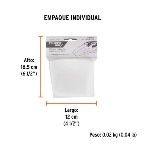 102758 - Bolsa con 5 filtros de tela para aspiradora MAX-20A