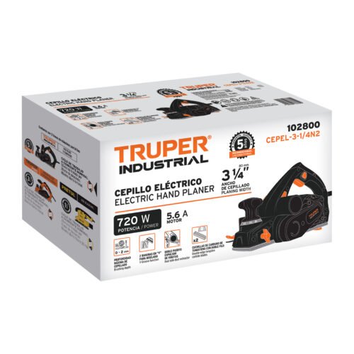 102800.5 102800 - Cepillo eléctrico 3-1/4", 720W, TRUPER INDUSTRIAL