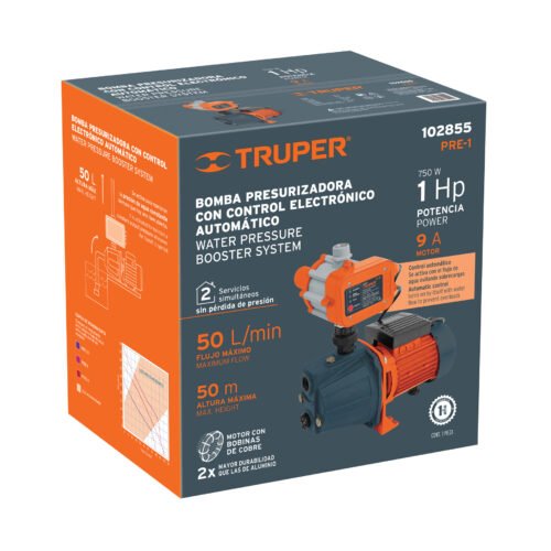 102855 - Bomba presurizadora jet hierro 1 HP con control, Truper