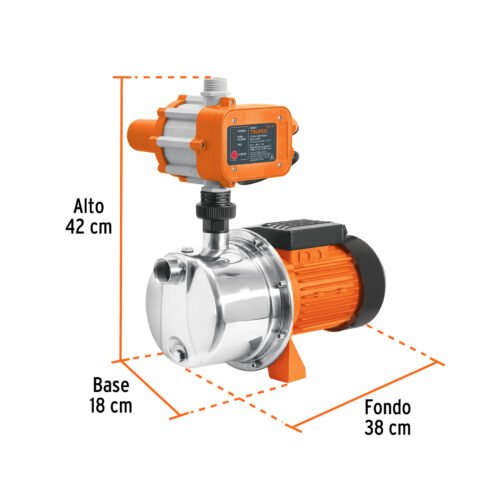 102857 - Bomba presurizadora jet acero 1 HP con control, Truper