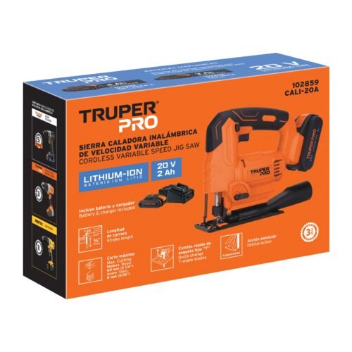 102859 - Sierra caladora 20V, 1 batería 2Ah, TRUPER PRO