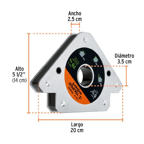 102862 - Escuadra magnética p/soldar, 5-1/2", capacidad 70 kg, EXPERT