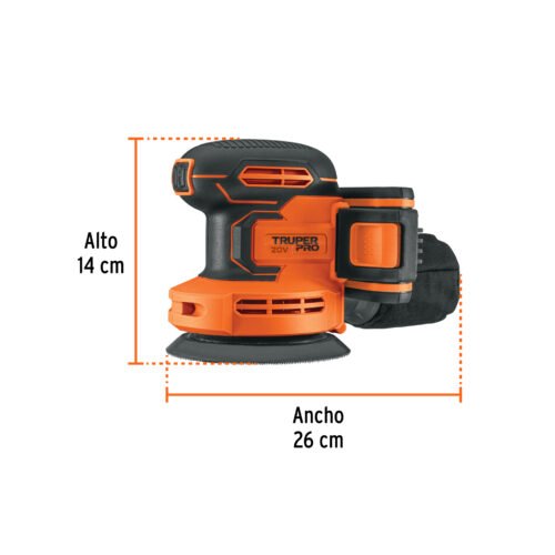 102863 - Lijadora roto-orbital 5", 20V, 1 batería 2Ah, TRUPER PRO