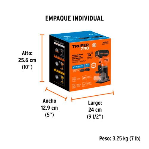 102865 - Router (Rebajadora) 1/4", 1 batería 4 Ah, TRUPER PRO
