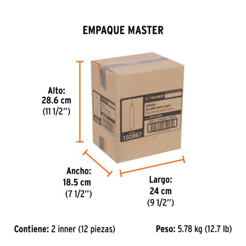 102867 - Sellador de poliuretano de 280 ml, negro, Truper