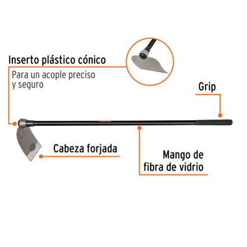 102869 - Azadón Centroamericano 3.0 lb, mango de fibra 54", TRUPER