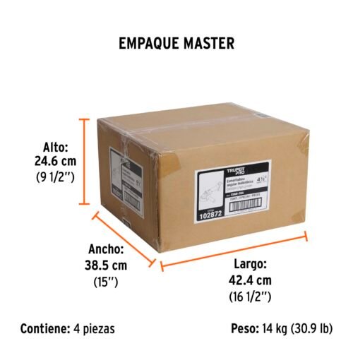 102872 - Esmeriladora 4-1/2", 20V, 1 batería 4Ah, TRUPER PRO