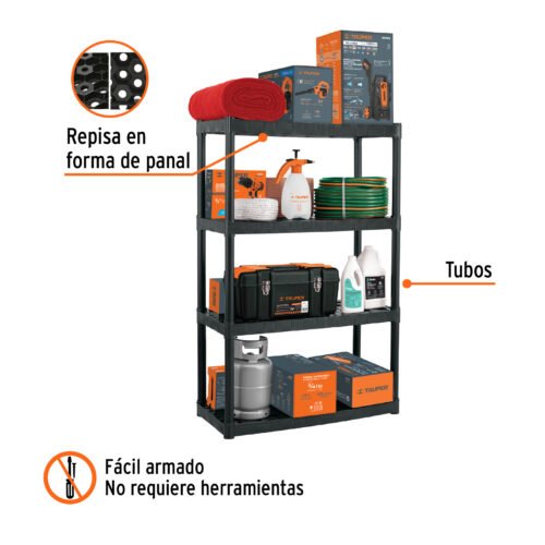 102887.1 102887 - Estante plástico uso rudo 4 rep/cap. 70 Kg, 142x43x91,TRUPER