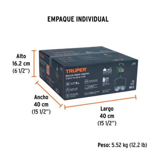 102898.3 102898 - Báscula electrónica colgante, recargable, c/charola, 40 kg