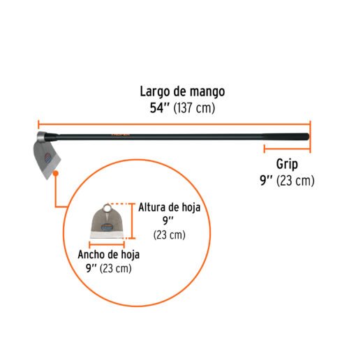 102910 - Azadón Centroamericano 2.5 lb, mango de fibra 54", TRUPER