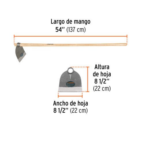 102918 - Azadón Lane No. 3 de 2.1 lb, mango madera de 54", TRUPER