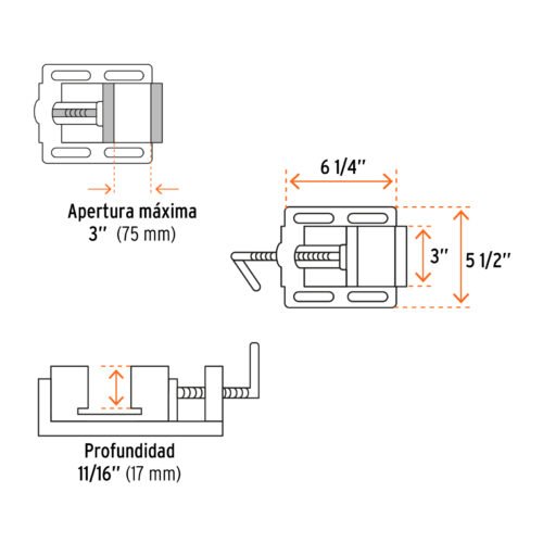 102933 - Prensa morsa plana, apertura 3" (75 mm), Truper