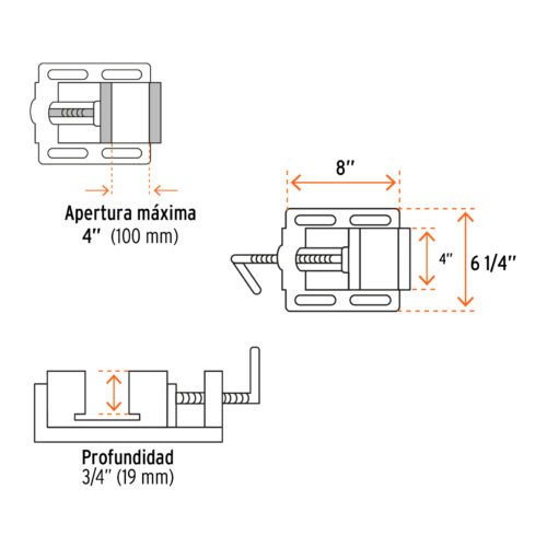 102934.3 102934 - Prensa morsa plana, apertura 4" (100 mm), Truper
