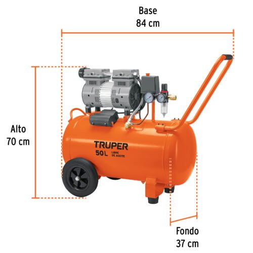 102959 - Compresor de aire, silencioso libre de aceite, 50 L, 2 HP