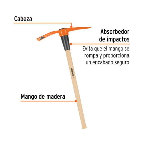 102966 - Talacho-pico 5 lb, mango de madera 36", Truper