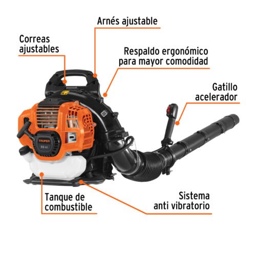 102970.1 102970 - Sopladora con motor de 53cc a gasolina, tipo mochila, Truper