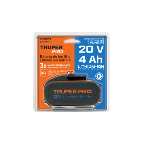 103009 - Batería ion litio, 20V, 4 Ah, TRUPER PRO