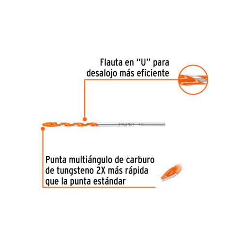 103017 - Broca multimaterial 1/8 x 3", Truper