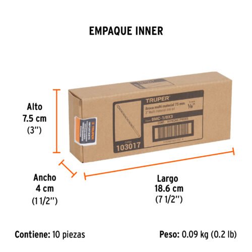 103017 - Broca multimaterial 1/8 x 3", Truper