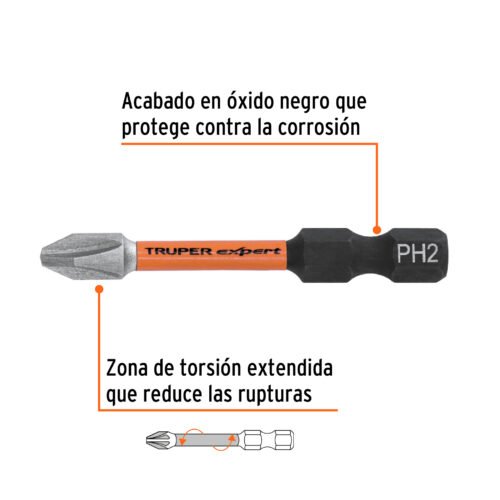 103025.2 103025 - Estuche con 50 puntas de cruz PH2 de impacto largo 2"