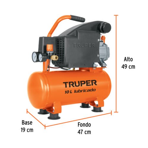 103030.2 103030 - Compresor lubricado, 10L, 2 HP, horizontal, 127V, TRUPER