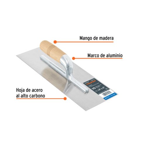 103038 - Llana 14" canto recto, 10 remaches, mgo madera, Truper