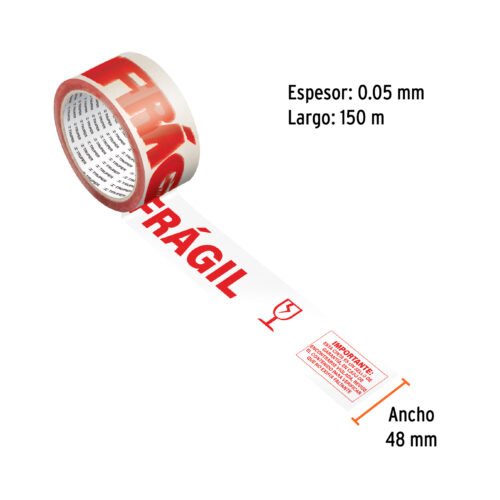 103041 - Cinta de empaque 48 mm x 150 m "Frágil", Truper