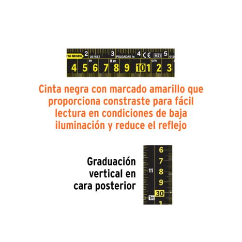 103057 - Flexómetro contra impactos 10 m, Cinta Negra 32 mm, Truper